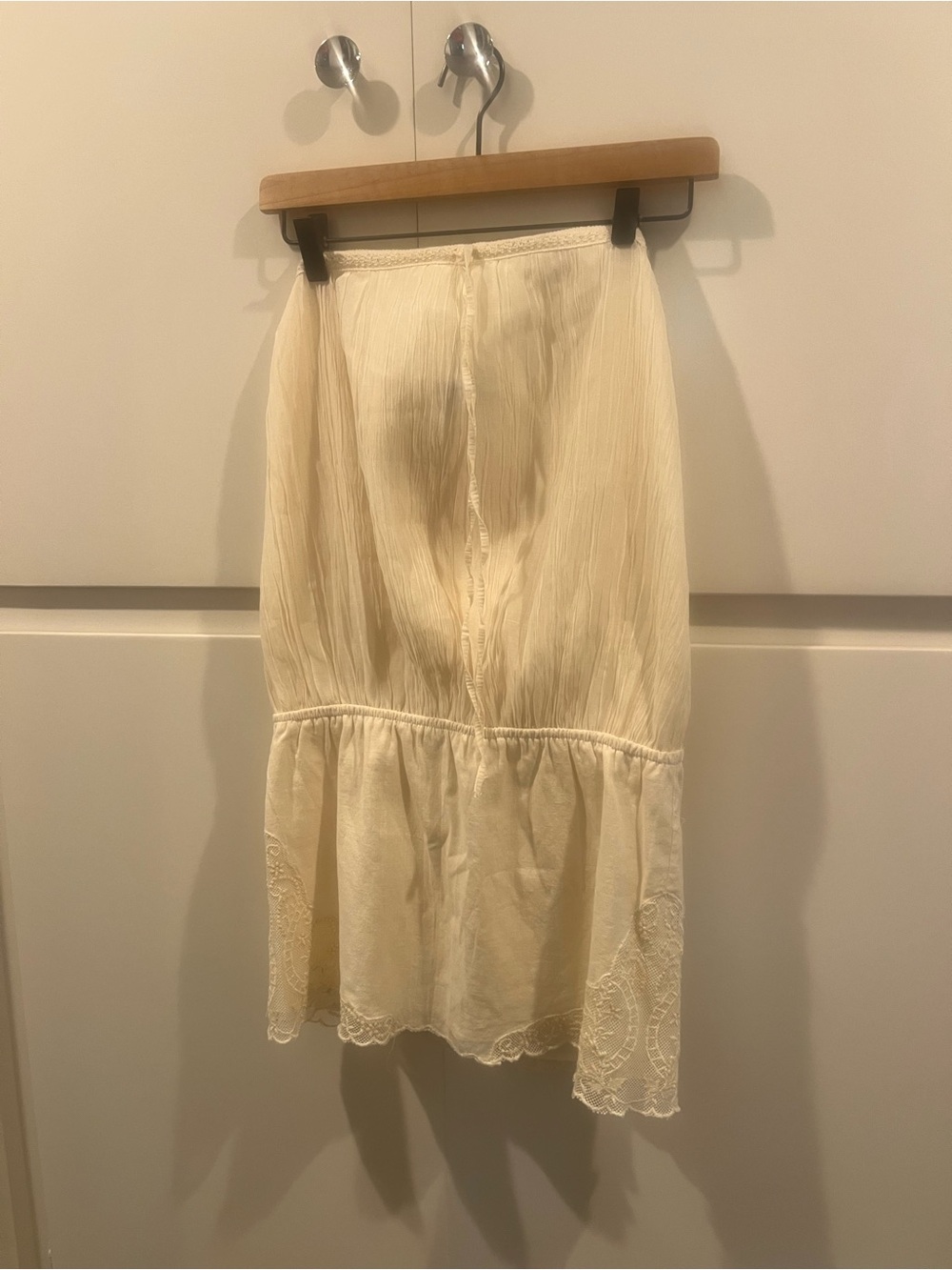 Zara Cream Tiered Lace-Trim dress
